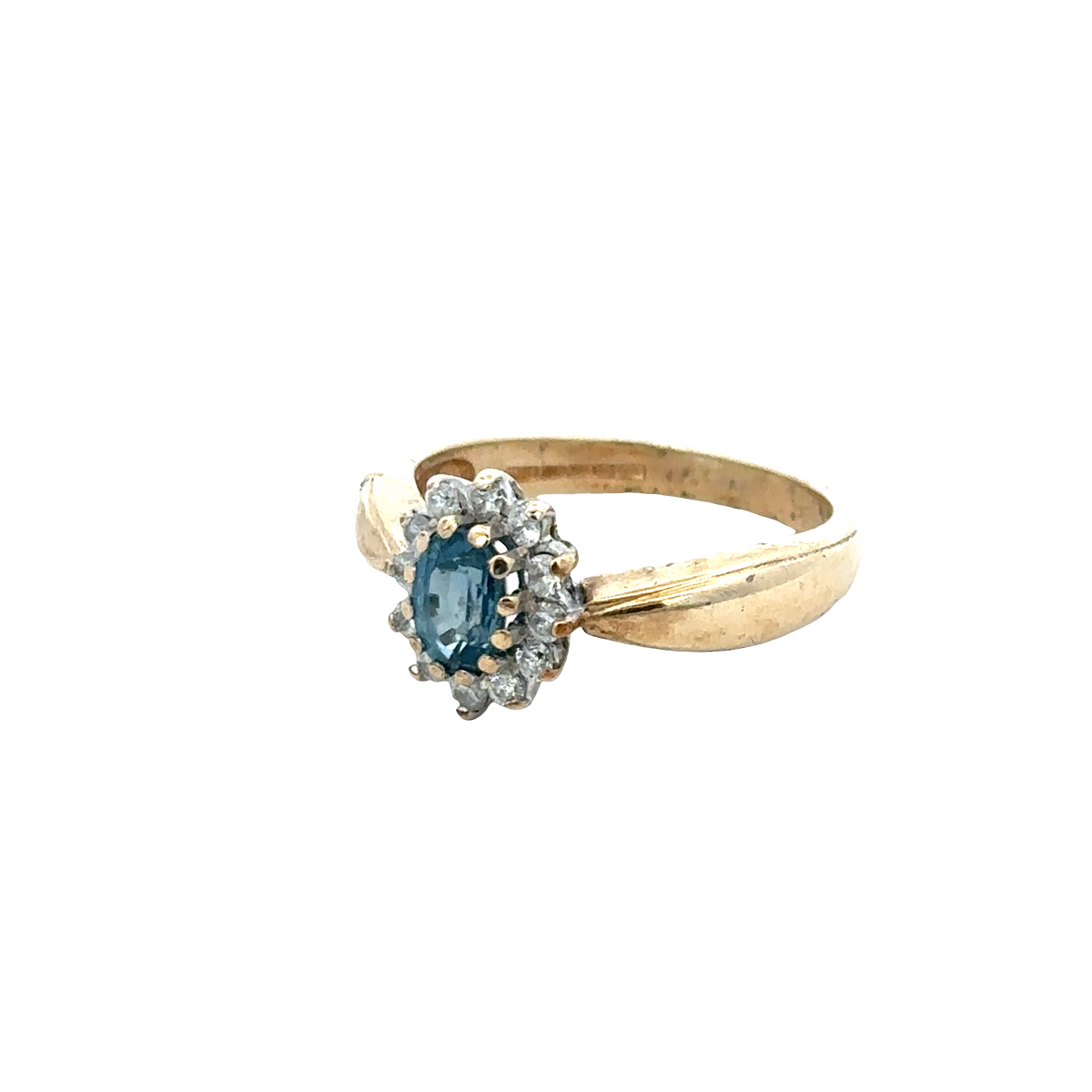 9ct yellow gold sapphire and diamond ring size M1/2 (sh25734l)