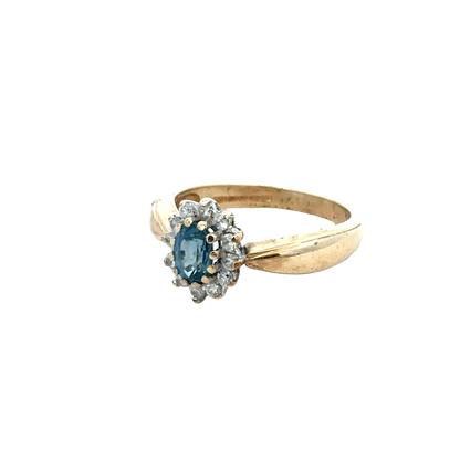 9ct yellow gold sapphire and diamond ring size M1/2 (sh25734l)