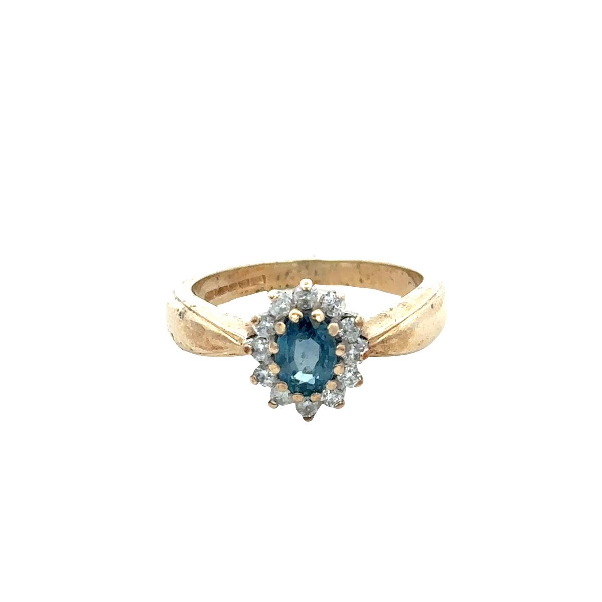 9ct yellow gold sapphire and diamond ring size M1/2 (sh25734l)