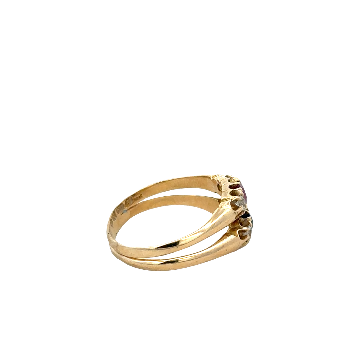 18ct yellow gold diamond, ruby and sapphire ring size M (sh27611b)