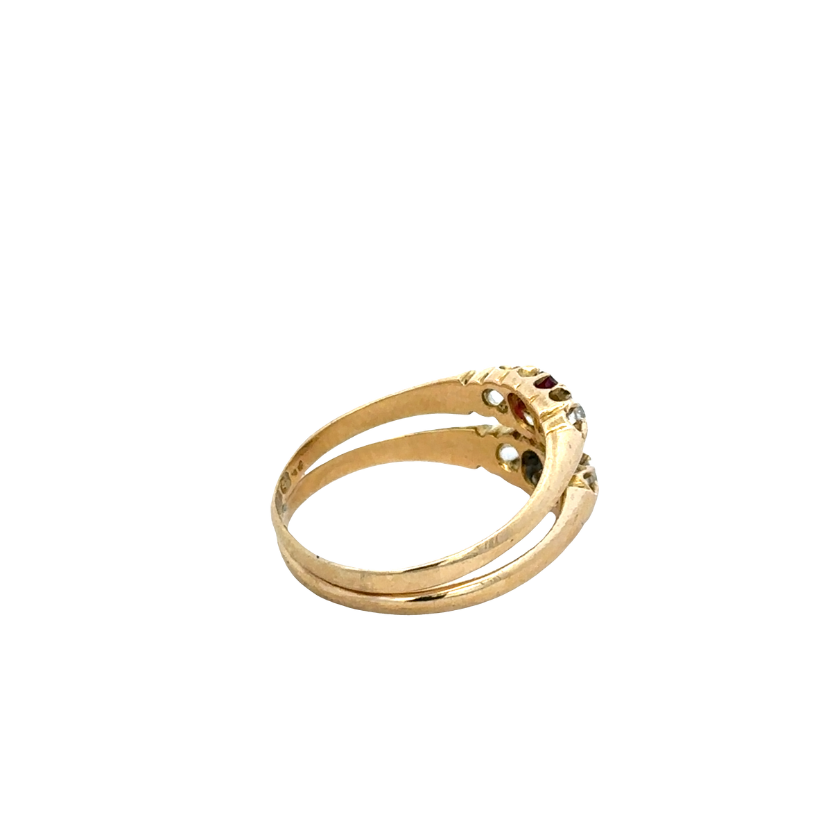 18ct yellow gold diamond, ruby and sapphire ring size M (sh27611b)