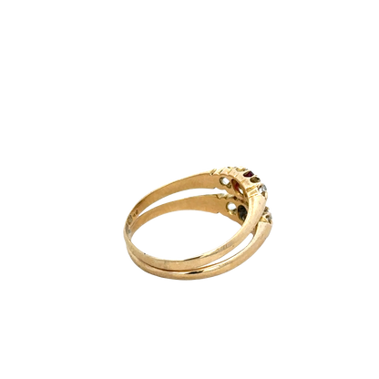 18ct yellow gold diamond, ruby and sapphire ring size M (sh27611b)