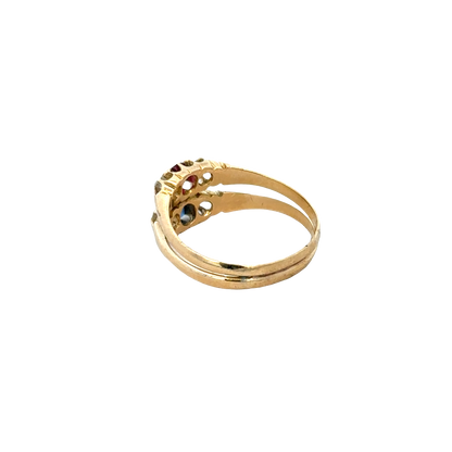 18ct yellow gold diamond, ruby and sapphire ring size M (sh27611b)