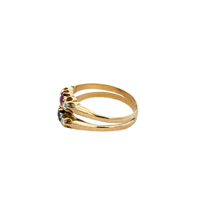 18ct yellow gold diamond, ruby and sapphire ring size M (sh27611b)