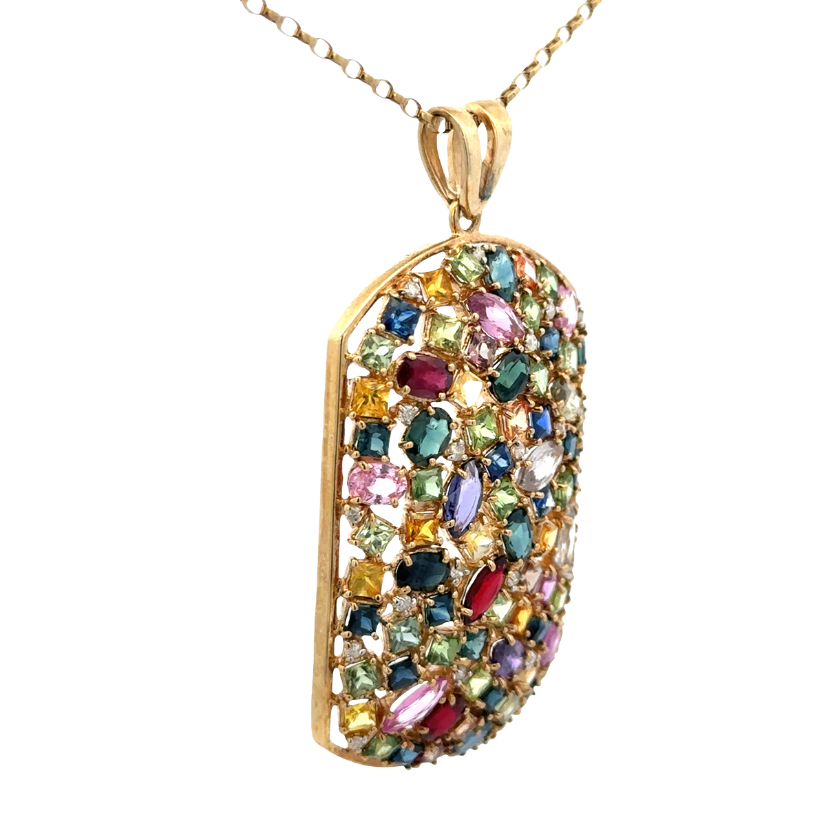 9ct yellow gold gemstone pendant 20.4g (sh26643b)