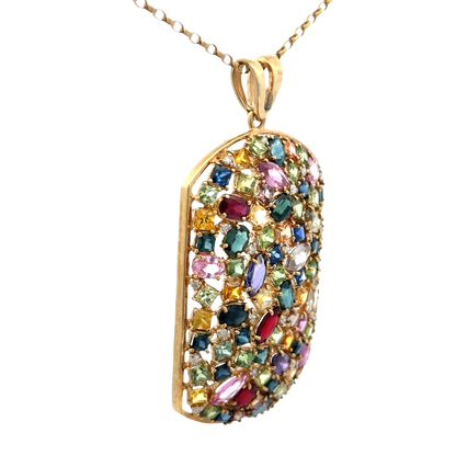 9ct yellow gold gemstone pendant 20.4g (sh26643b)