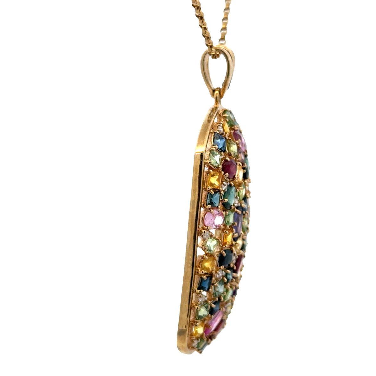 9ct yellow gold gemstone pendant 20.4g (sh26643b)