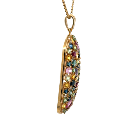 9ct yellow gold gemstone pendant 20.4g (sh26643b)