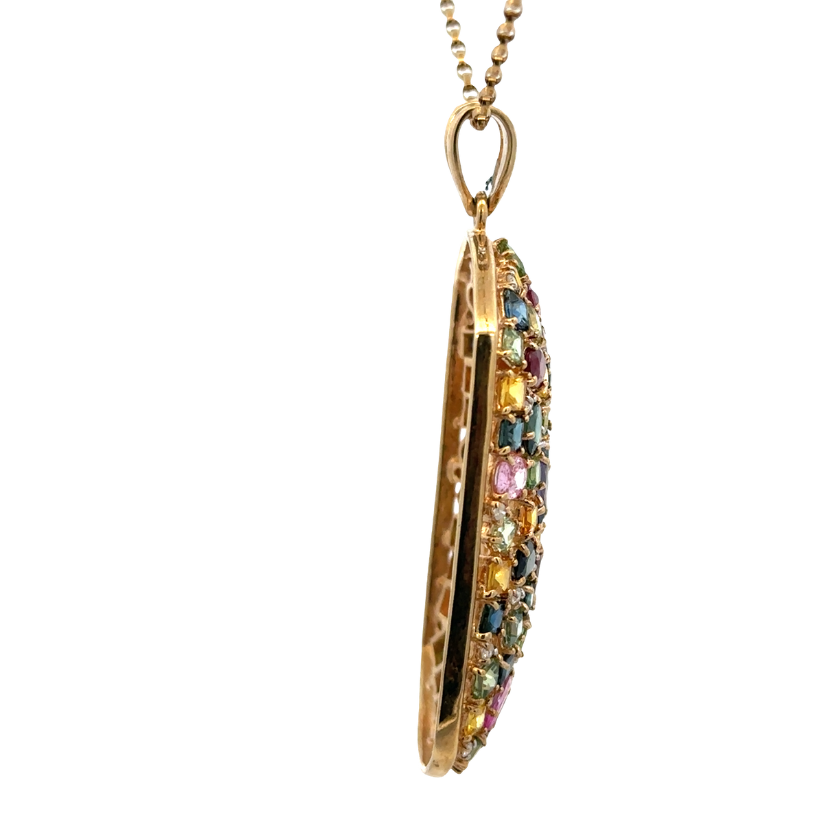 9ct yellow gold gemstone pendant 20.4g (sh26643b)