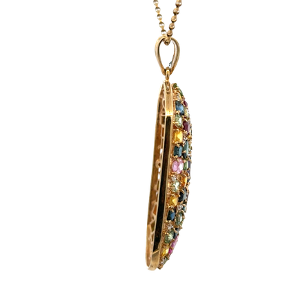 9ct yellow gold gemstone pendant 20.4g (sh26643b)