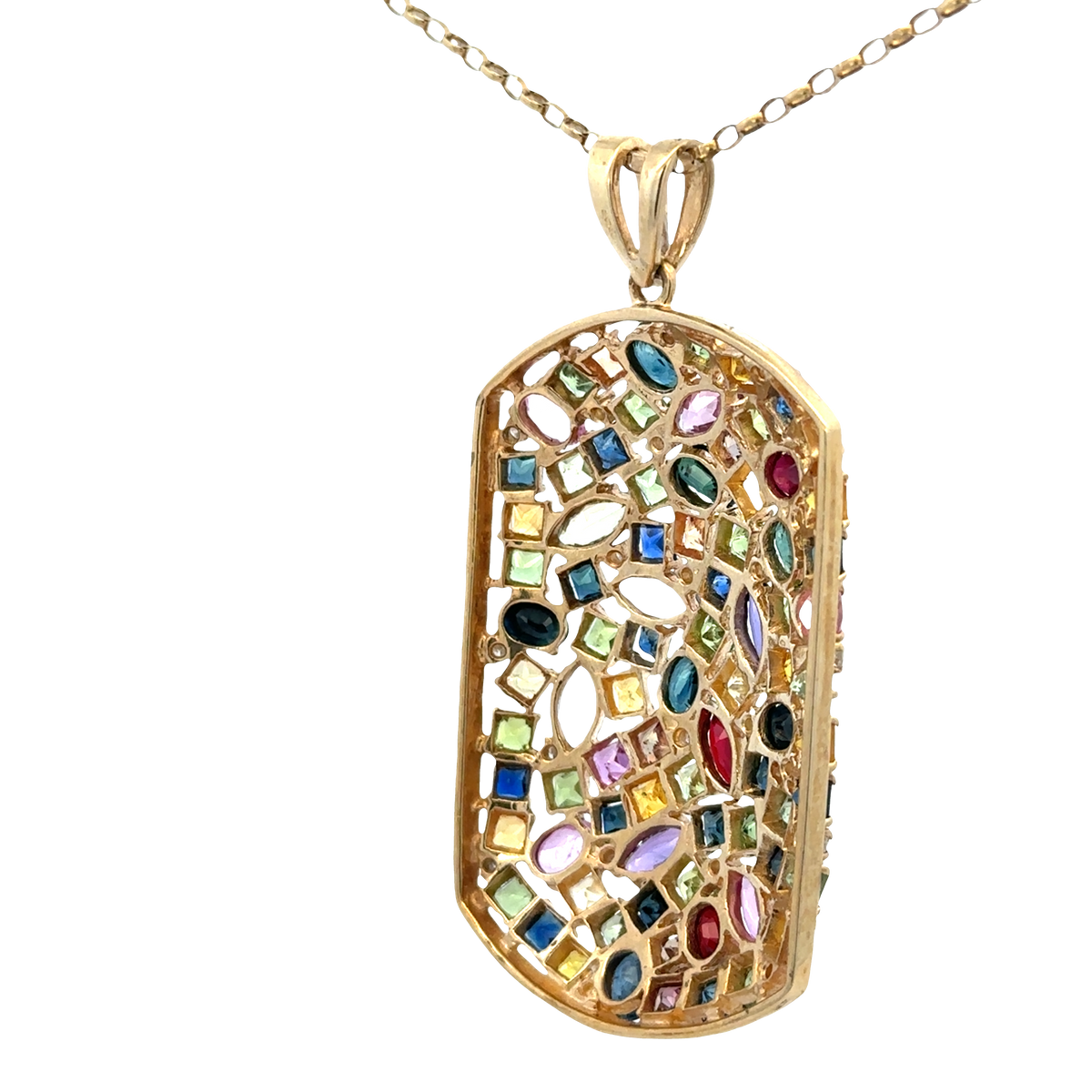 9ct yellow gold gemstone pendant 20.4g (sh26643b)