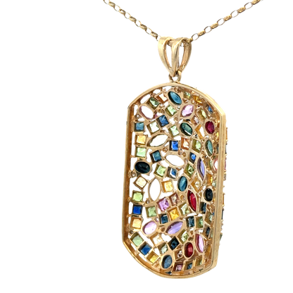 9ct yellow gold gemstone pendant 20.4g (sh26643b)