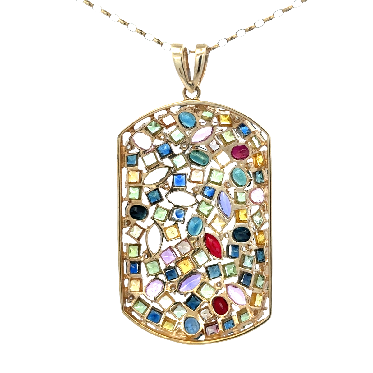 9ct yellow gold gemstone pendant 20.4g (sh26643b)