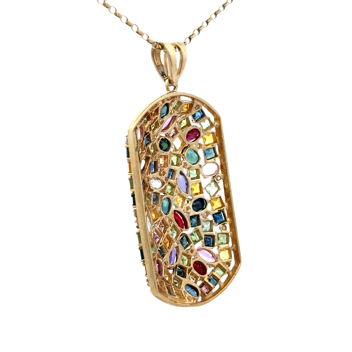 9ct yellow gold gemstone pendant 20.4g (sh26643b)