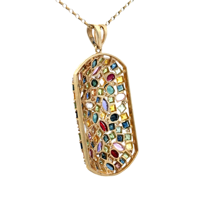 9ct yellow gold gemstone pendant 20.4g (sh26643b)