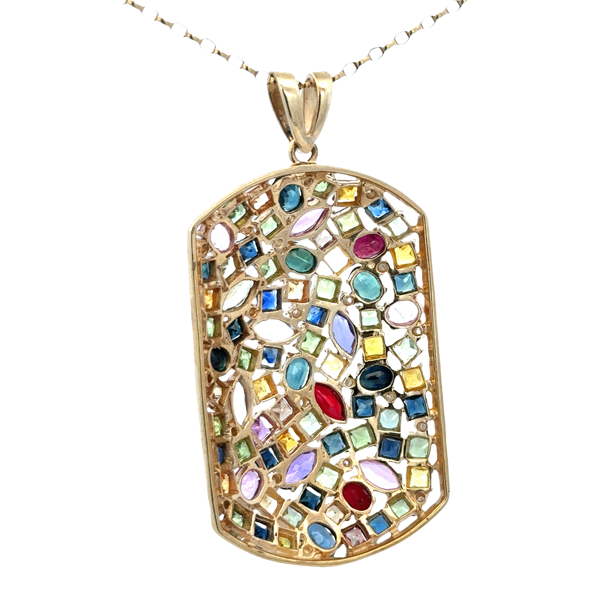 9ct yellow gold gemstone pendant 20.4g (sh26643b)