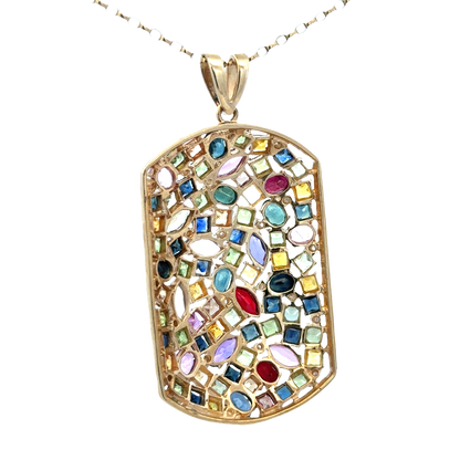 9ct yellow gold gemstone pendant 20.4g (sh26643b)