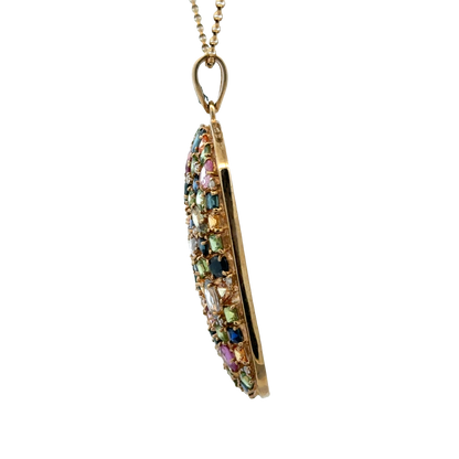 9ct yellow gold gemstone pendant 20.4g (sh26643b)