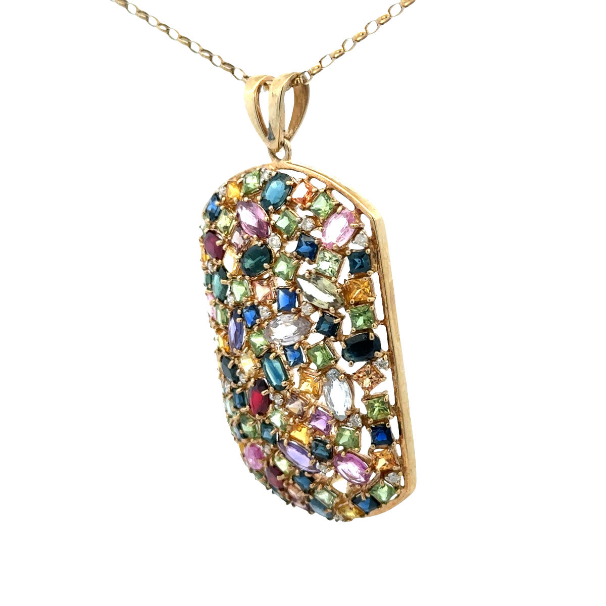 9ct yellow gold gemstone pendant 20.4g (sh26643b)