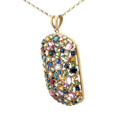 9ct yellow gold gemstone pendant 20.4g (sh26643b)