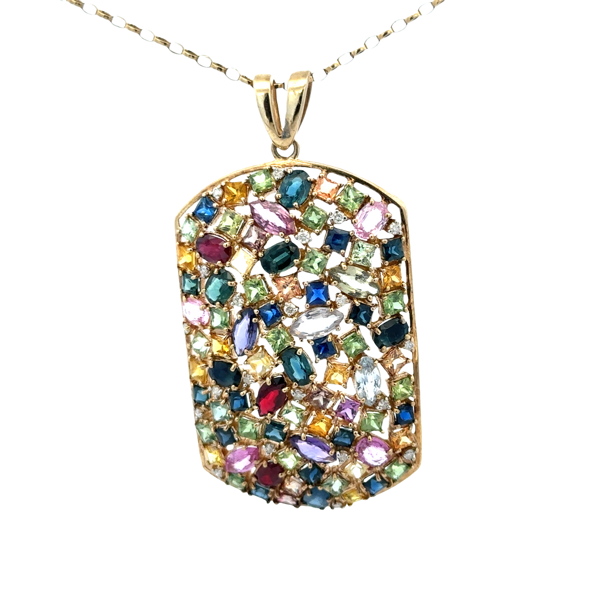 9ct yellow gold gemstone pendant 20.4g (sh26643b)