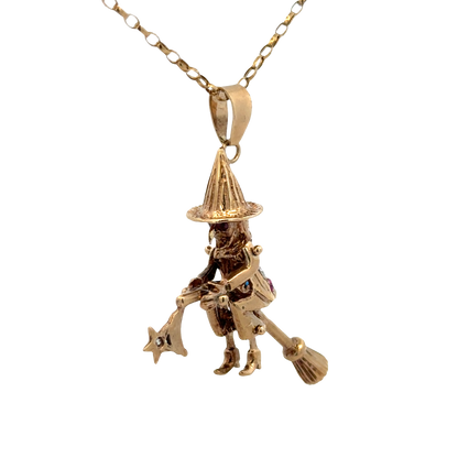 9ct yellow gold witch pendant 7.5g (sh25707l)