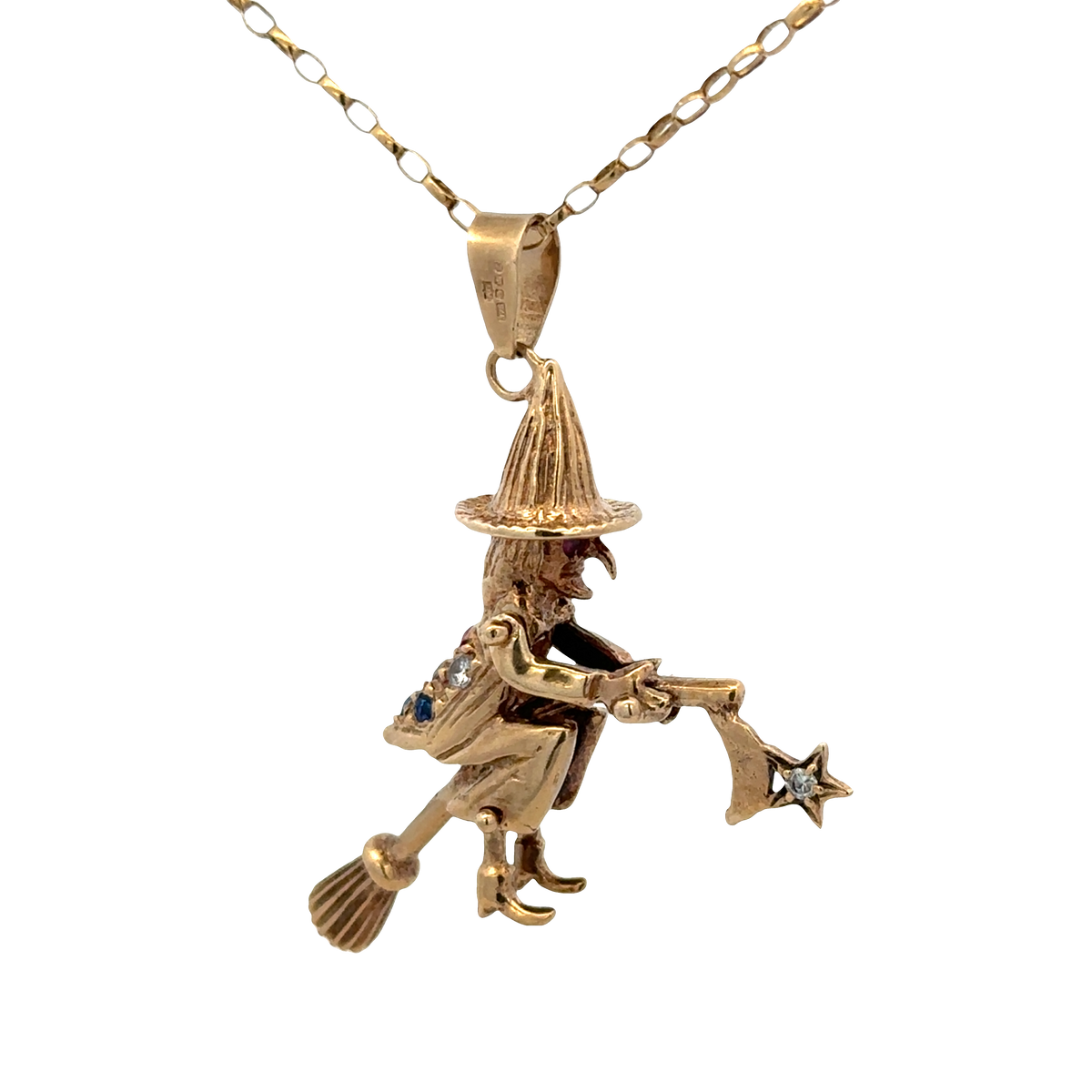 9ct yellow gold witch pendant 7.5g (sh25707l)