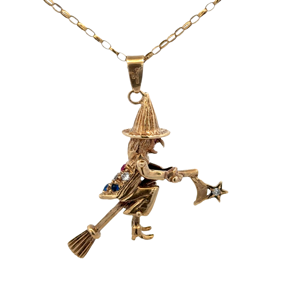 9ct yellow gold witch pendant 7.5g (sh25707l)