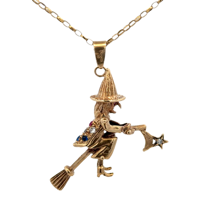 9ct yellow gold witch pendant 7.5g (sh25707l)