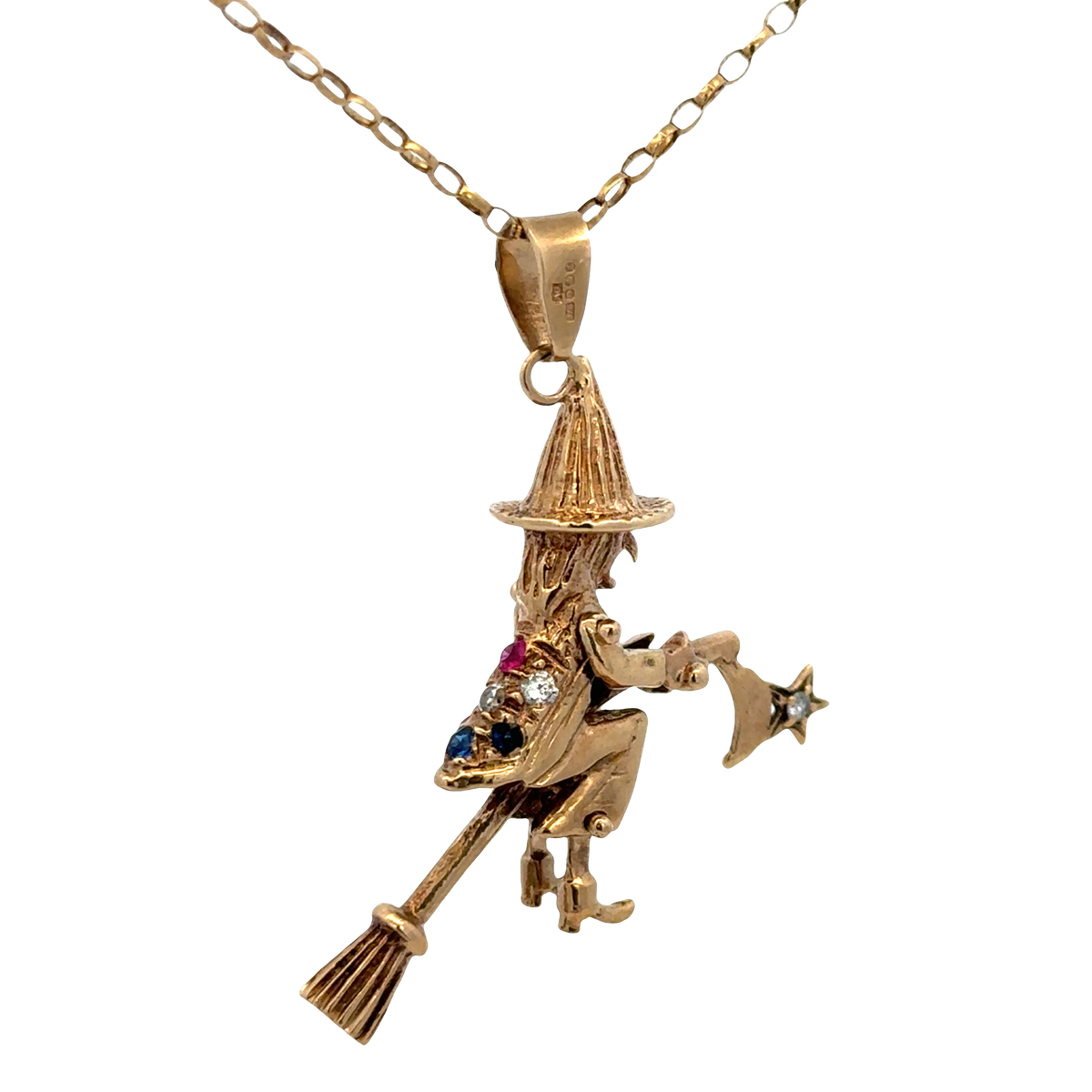 9ct yellow gold witch pendant 7.5g (sh25707l)