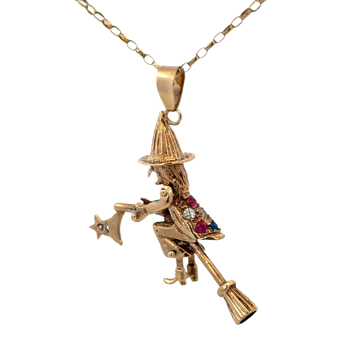 9ct yellow gold witch pendant 7.5g (sh25707l)