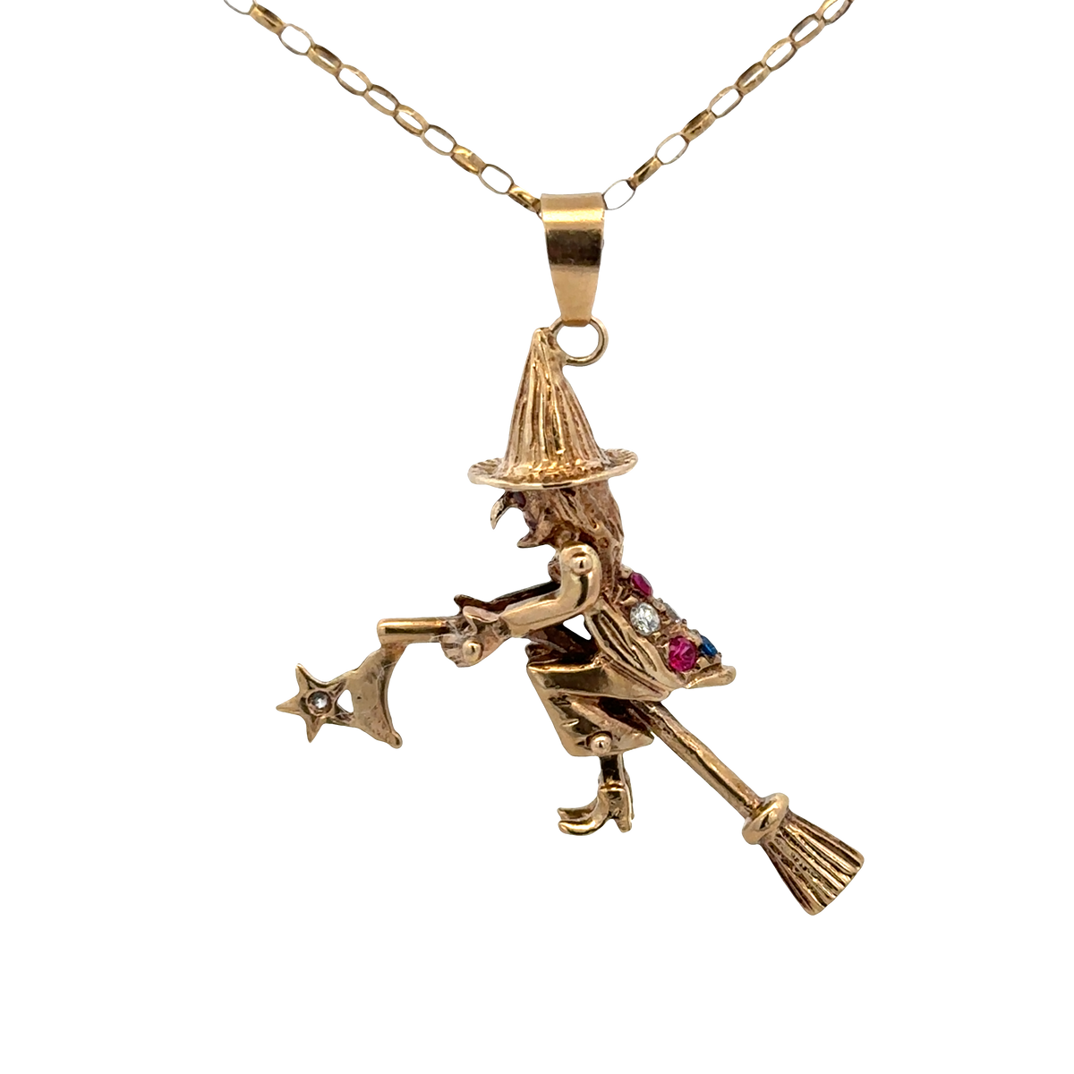 9ct yellow gold witch pendant 7.5g (sh25707l)