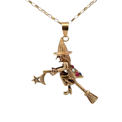 9ct yellow gold witch pendant 7.5g (sh25707l)