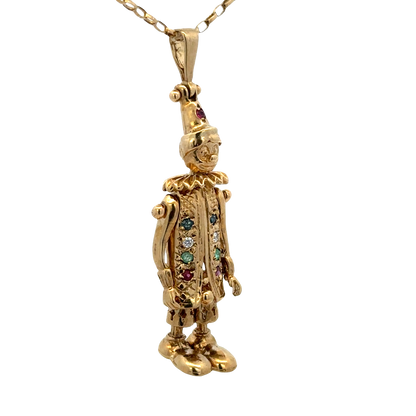 9ct yellow gold clown pendant 8.6g (sh25396l)