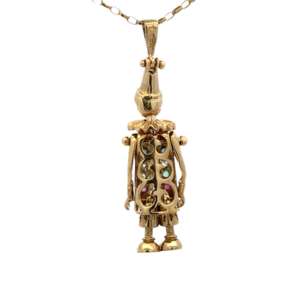 9ct yellow gold clown pendant 8.6g (sh25396l)