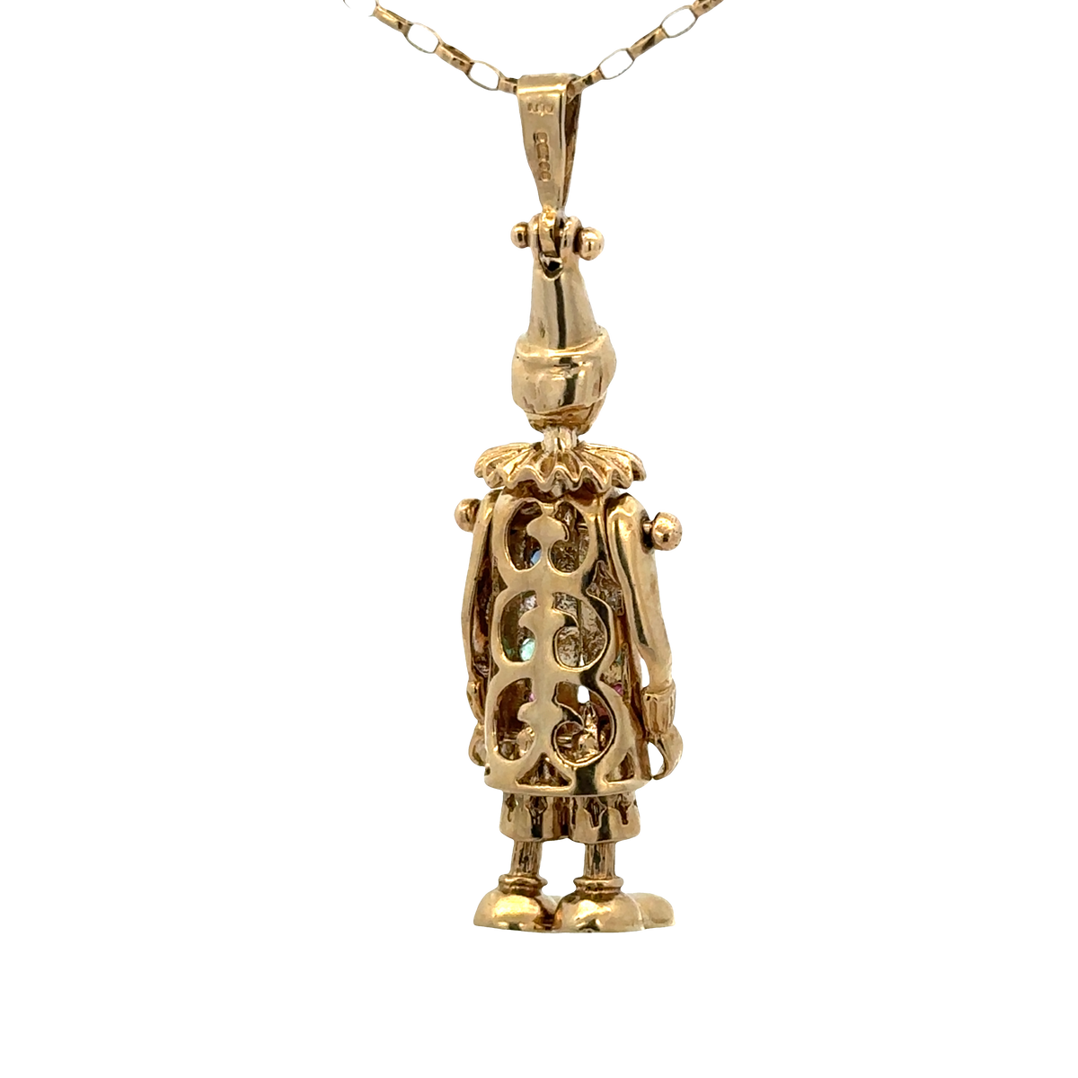 9ct yellow gold clown pendant 8.6g (sh25396l)