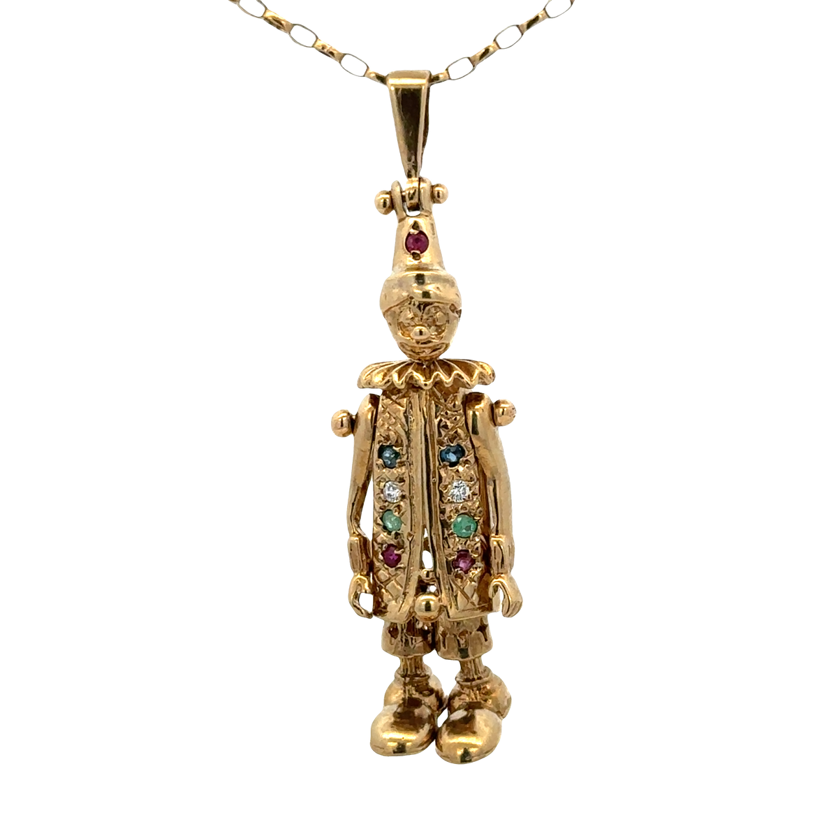 9ct yellow gold clown pendant 8.6g (sh25396l)