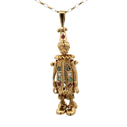 9ct yellow gold clown pendant 8.6g (sh25396l)