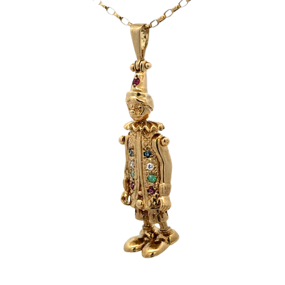 9ct yellow gold clown pendant 8.6g (sh25396l)