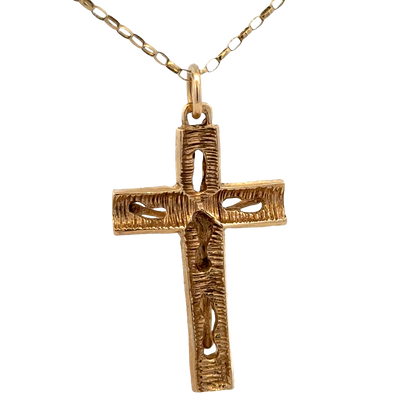 9ct yellow gold cross pendant 6g (sh27239b)