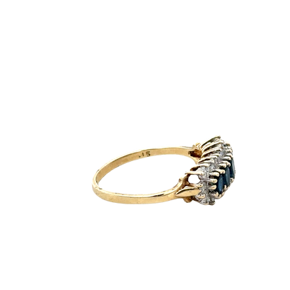 9ct yellow gold sapphire and diamond ring  sh25708l