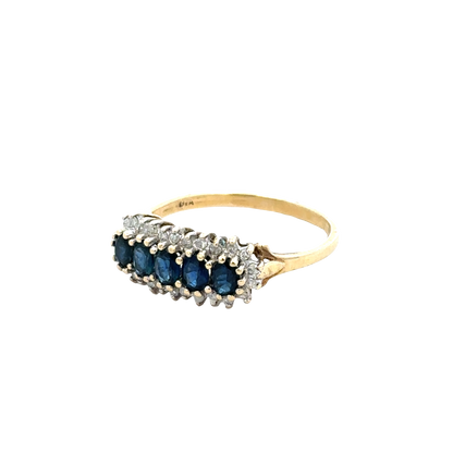 9ct yellow gold sapphire and diamond ring  sh25708l