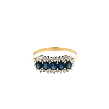 9ct yellow gold sapphire and diamond ring  sh25708l