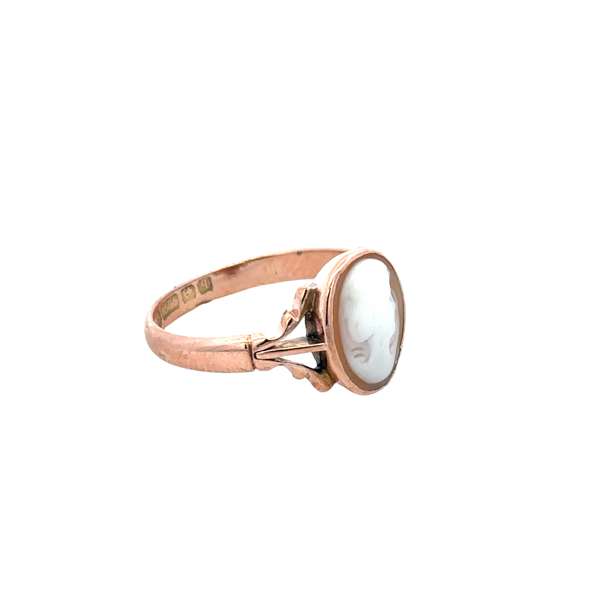 9ct rose gold cameo ring size P (sh27601b)