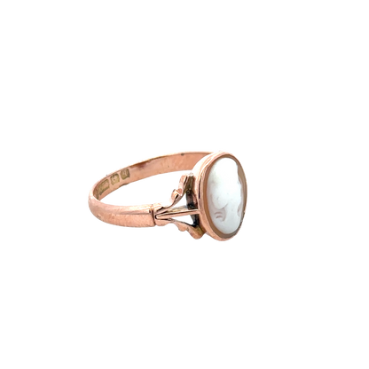 9ct rose gold cameo ring size P (sh27601b)