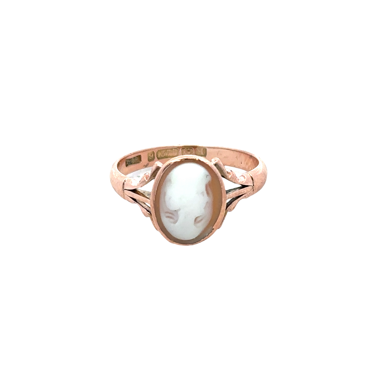 9ct rose gold cameo ring size P (sh27601b)
