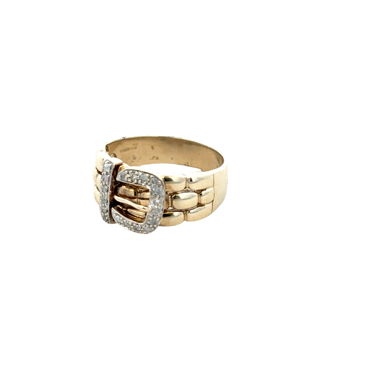 9ct yellow gold diamond buckle ring size Z2 (sh25255l)