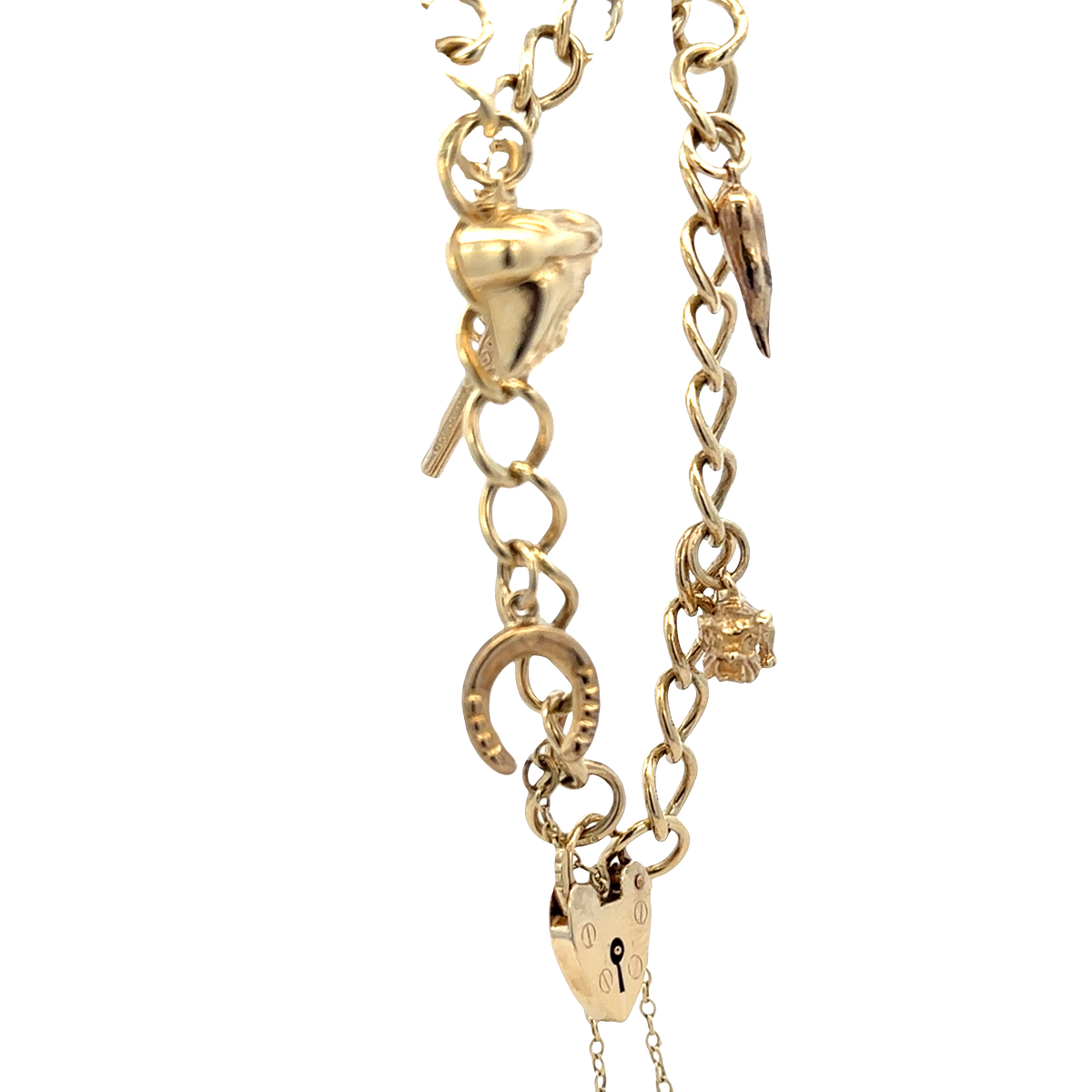 9ct yellow gold charm bracelet 20.4g (sh27852b)