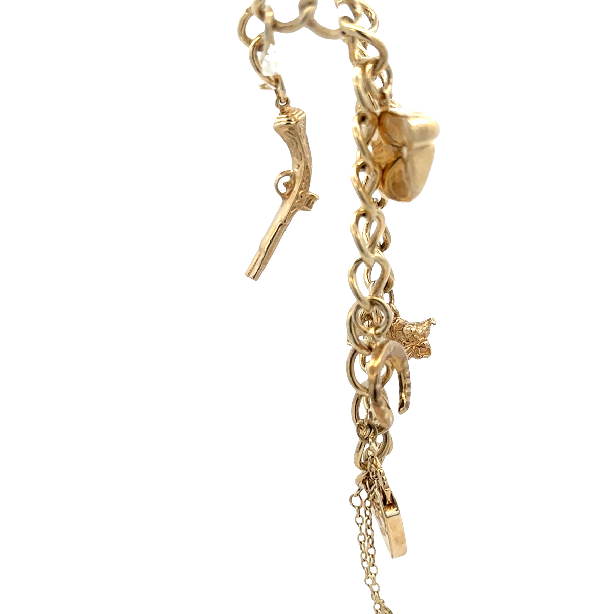9ct yellow gold charm bracelet 20.4g (sh27852b)