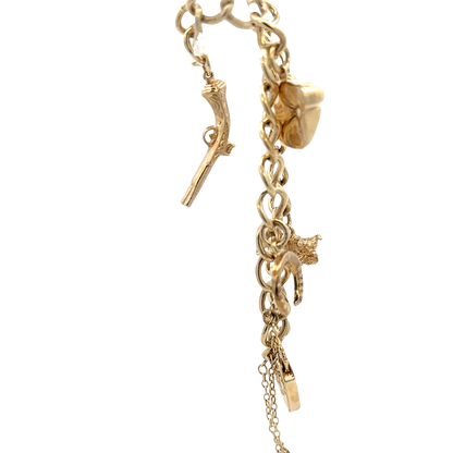 9ct yellow gold charm bracelet 20.4g (sh27852b)